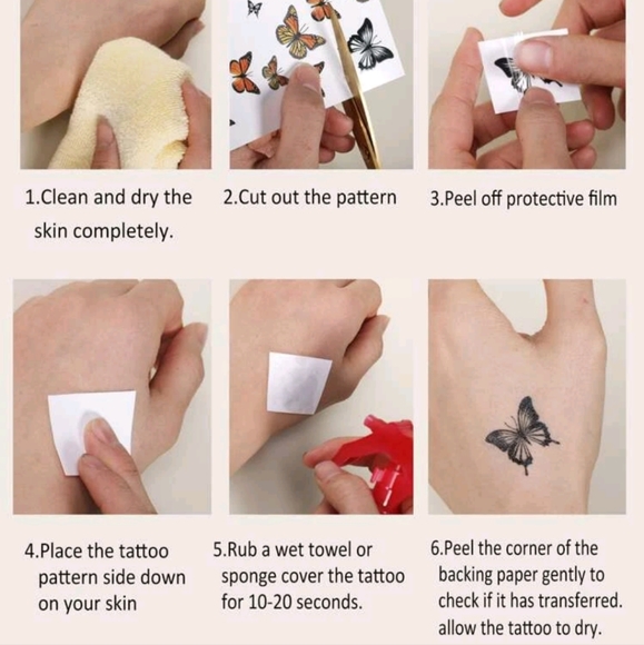 🍉5 for $25* Abstract Floral Butterfly Temporary Tattoo - Picture 5 of 5